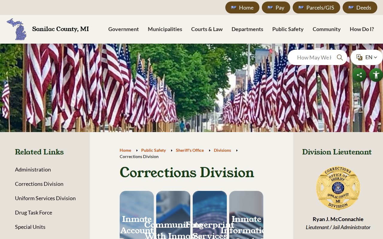 Sanilac County Jail Corrections Division custody-status record information
