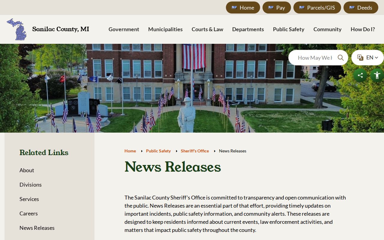 Sanilac County Sheriff official news releases and wanted-notice source