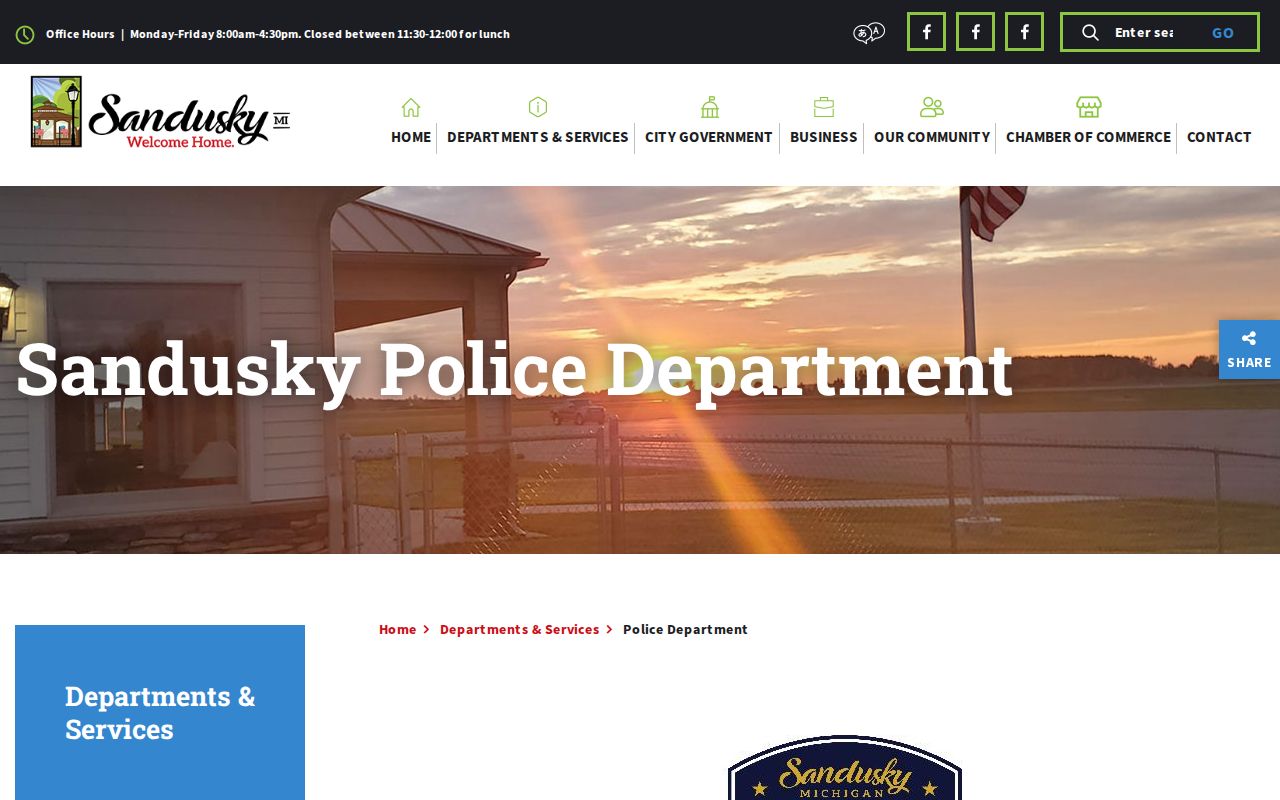 Sandusky Police Department official page for city arrest-record contacts